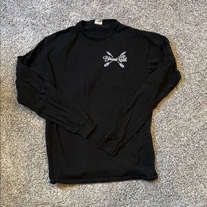 Delta Black Long Sleeve Tee with Embroidered Design